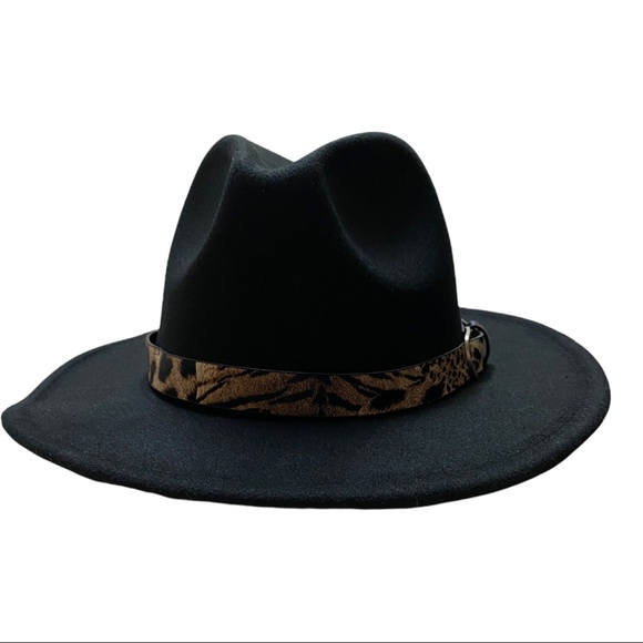 NEW Trendy Anne Klein Hat with Wild Print Decor - Black Hat main image 9